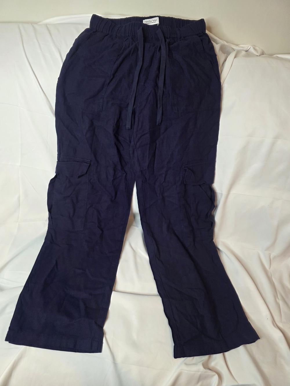 Vanilla Star Navy Elastic Waist Casual Pants